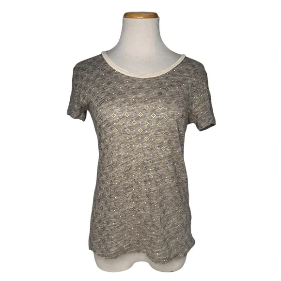 J. CREW GRAY GOLD SPECKLED 100% LINEN TEE SHRT SZ S - Picture 4 of 9